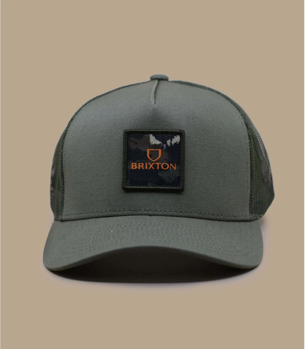 Brixton Alpha Block Trucker Military Olive 2 Brixton Alpha Block Trucker Military Olive – Image 2