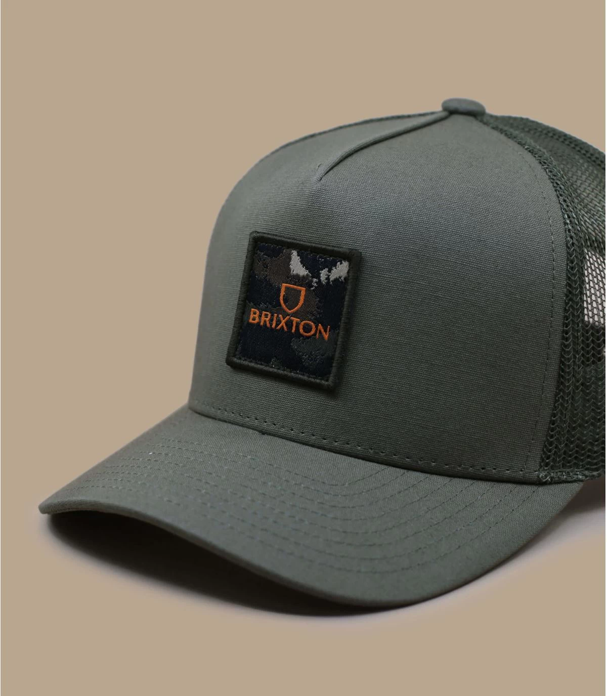 Brixton Alpha Block Trucker Military Olive 3 Brixton Alpha Block Trucker Military Olive – Image 3