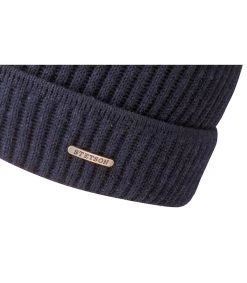 Stetson Beanie Merino Wool Navy -Chapeau Chic Soldes Boutique beanie merino wool navybonnet20revers20bleu20laine