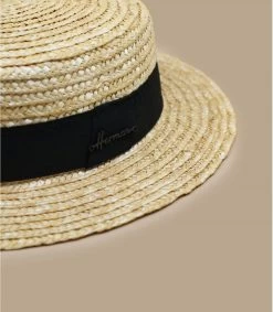 Boater Natural -Chapeau Chic Soldes Boutique boater naturalcanotier20paille20galon20noir