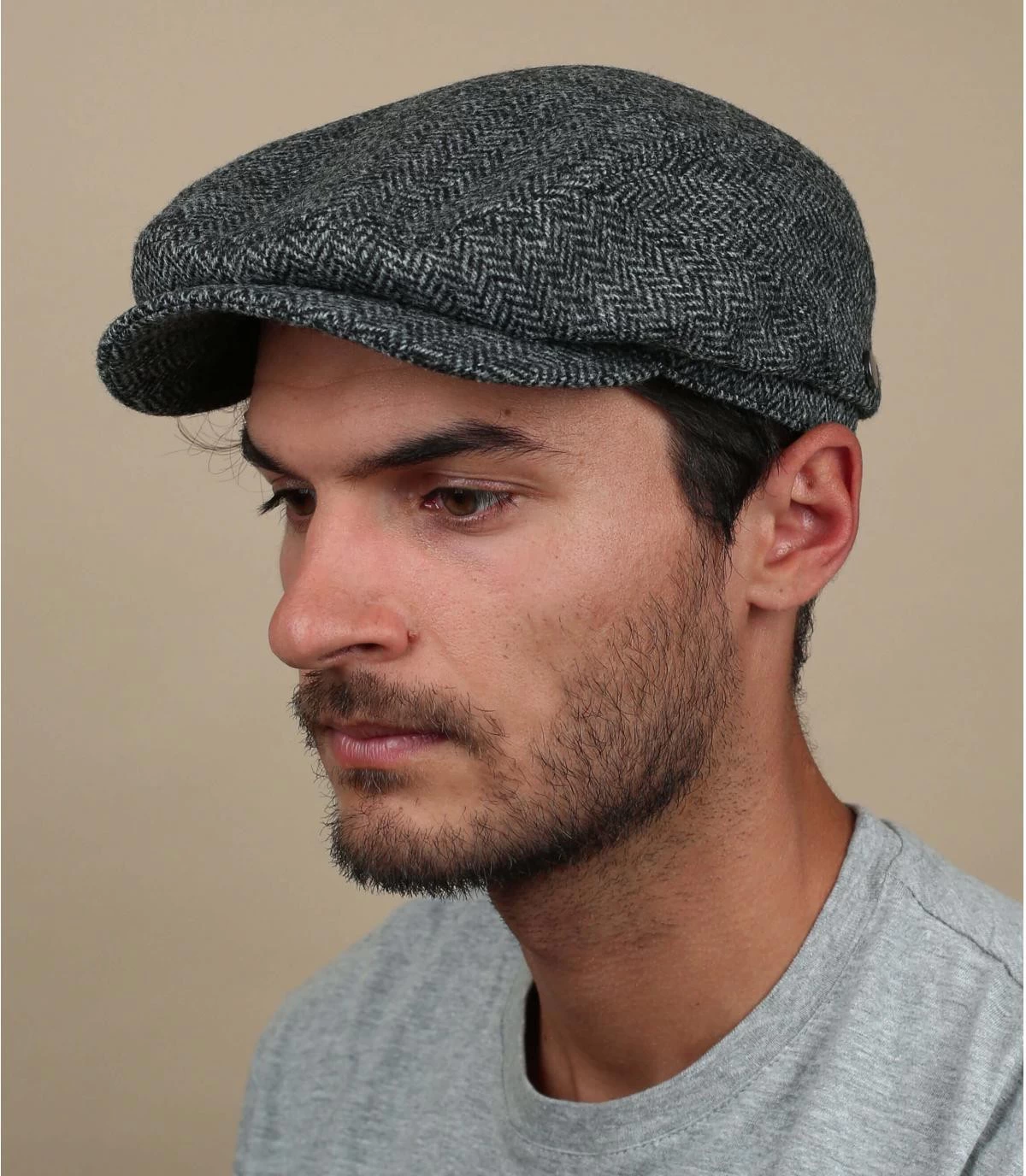 Driver Cap Herringbone Grey 1 Driver Cap Herringbone Grey
