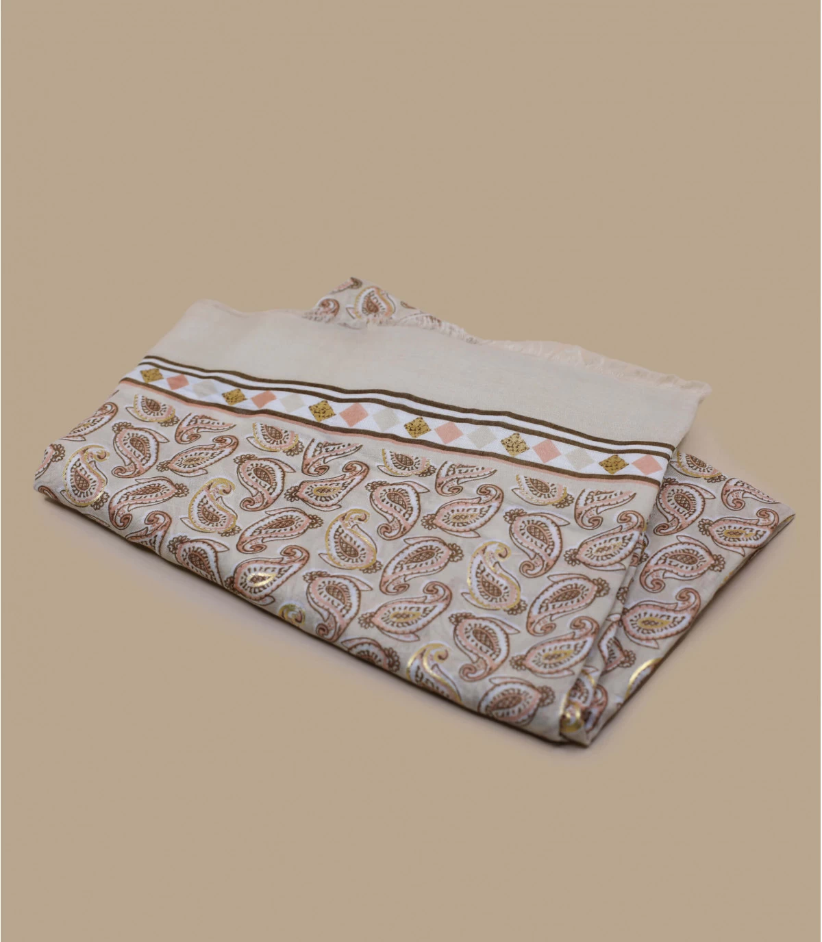 Foulard Imprimé Paisley Beige 2 Foulard Imprimé Paisley Beige – Image 2