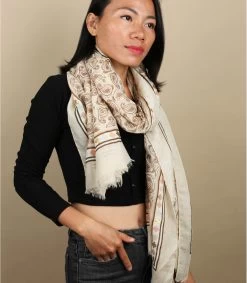 Foulard Imprimé Paisley Beige