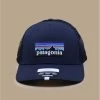 Patagonia P6 Logo Trucker Hat Navy Blue