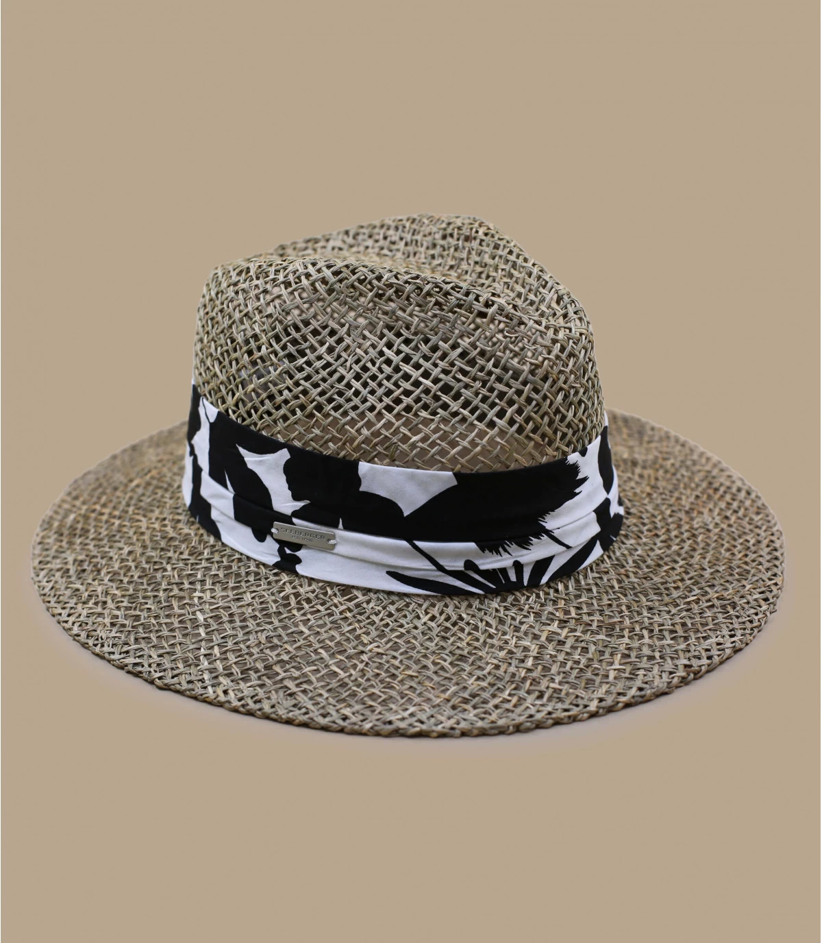 Seeberger Seagrass Fedora Summer Print Black 2 Seeberger Seagrass Fedora Summer Print Black – Image 2