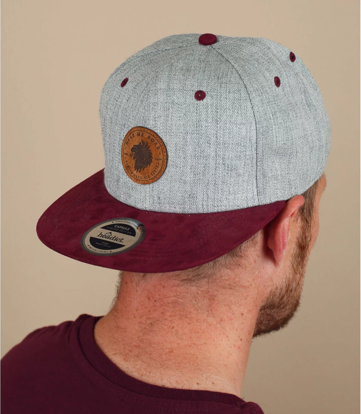 Snapback West Land Grey Burgundy 1 Snapback West Land Grey Burgundy