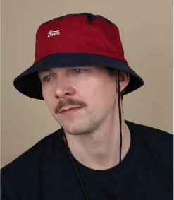 Brixton Stith Bucket Washed Navy Lava Red