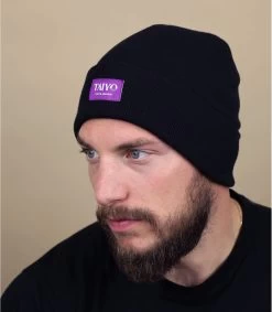 Tessy Cuff Beanie Black Purple