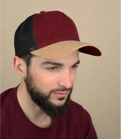Trucker Corduroy Burgundy Cork Black